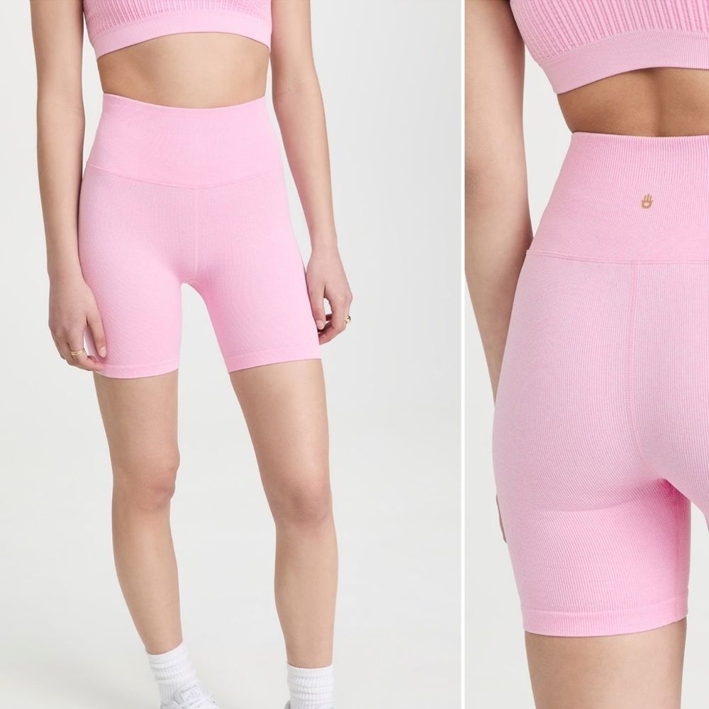Spiritual Gangster Heather Biker Shorts XS/S bubblegum pink ribbed shorts